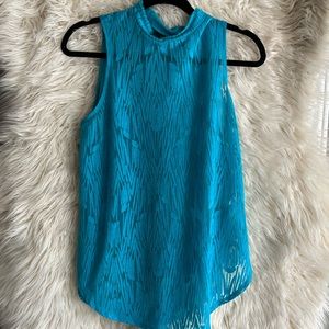Apt.9 Sleeveless Patterned and Sheer Blue Top